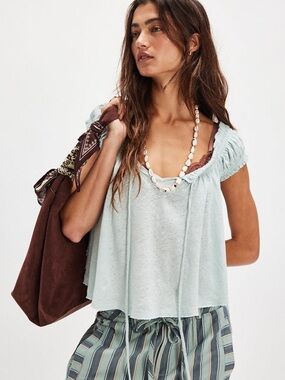 NWT Free People Dahlia T in Colour Skyride Aquamarine